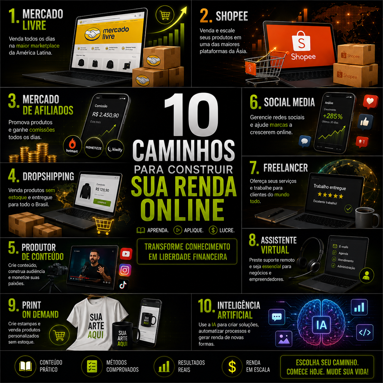 Estrutura do Método Movimento Nova Renda conectando os 10 Guias Especializados